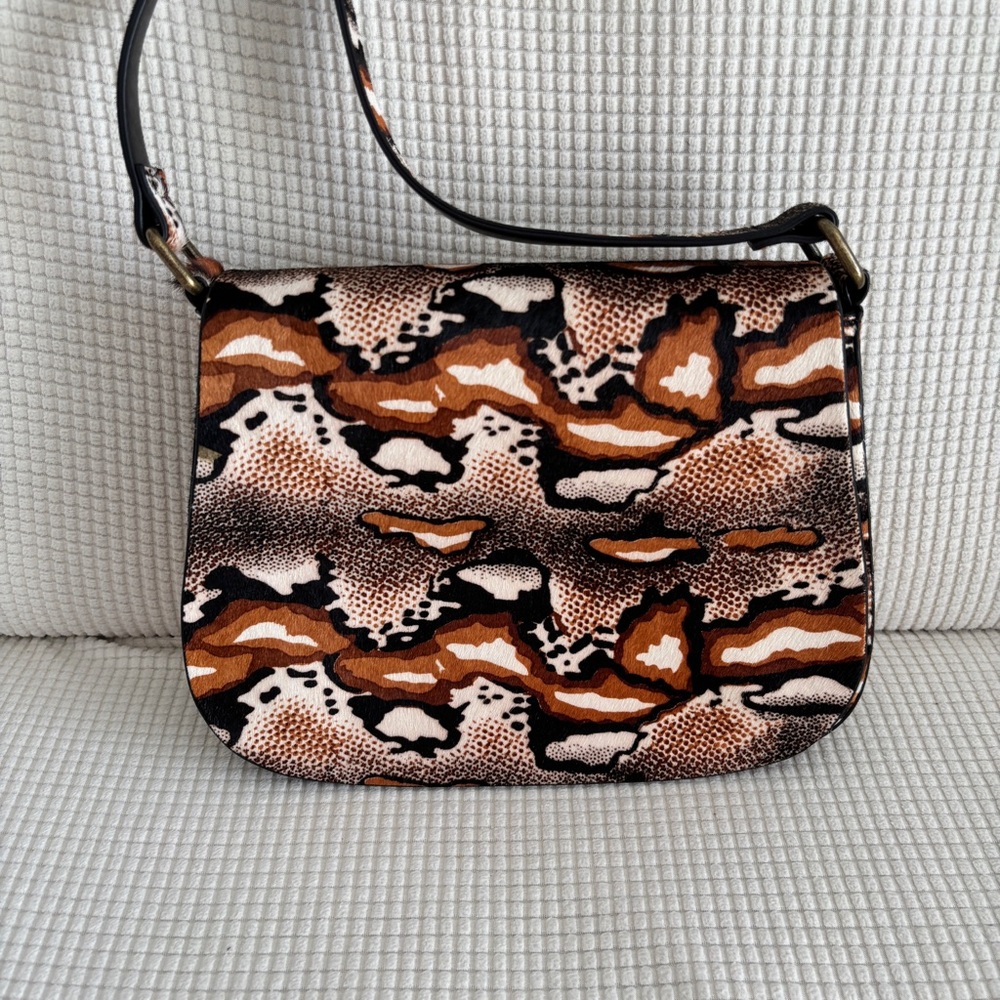 Rare Pony hair Printed Brown & Black Pattern Shoulder Bag